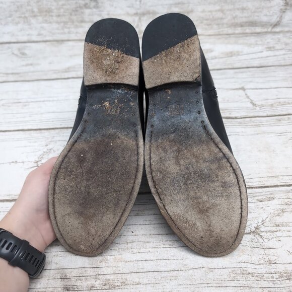 Frye Melissa Button Short Black Leather Slip On Moto Riding Boots Women Size 9 - Picture 7 of 7